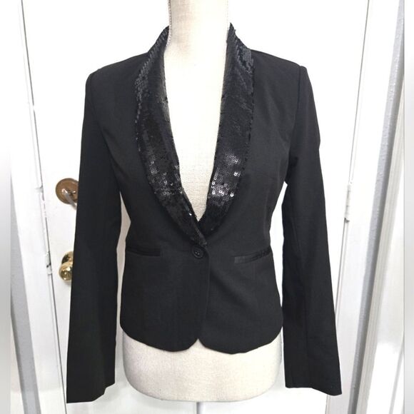 Forever 21 career blazer jacket with sequins lapel sz small NWT - Picture 1 of 9